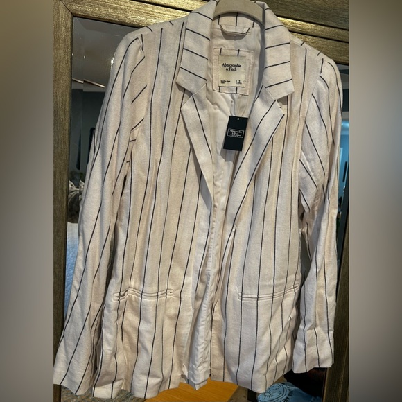 Abercrombie & Fitch striped linen lightweight open blazer jacket small NWT - Picture 3 of 7
